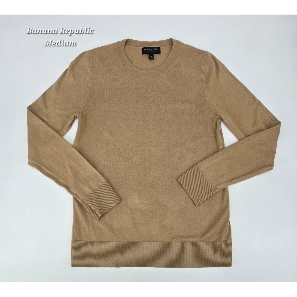 Banana Republic Factory Forever Sweater M Camel Crewneck Minimalist Classic
